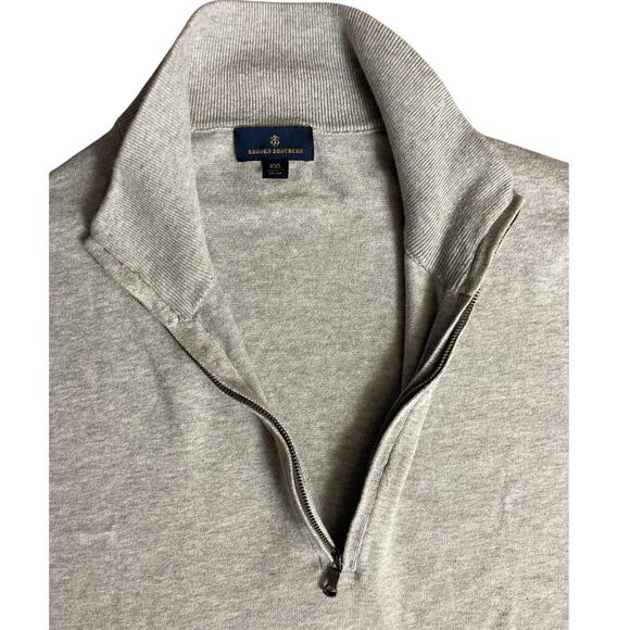 Brooks Brothers Light Gray 1/4‎ Zip Collared Combed Cotton Size XXL - Picture 4 of 9